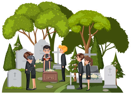 People at funeral ceremony illustrationのイラスト素材