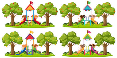 Outdoor playground slide for kids illustrationのイラスト素材