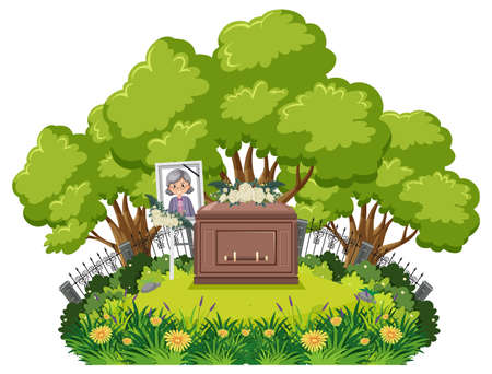 Coffin at funeral ceremony illustrationのイラスト素材