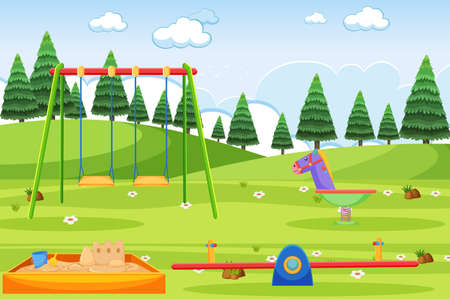 An outdoor playground scene illustrationのイラスト素材