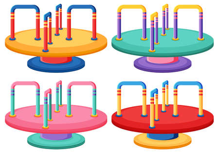 Children roundabout playground cartoon illustrationのイラスト素材