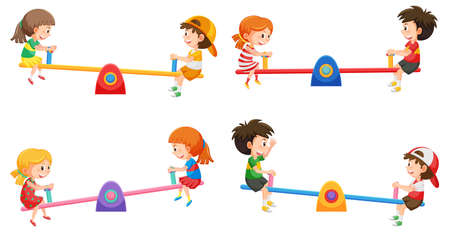 Simple children seesaw on white background illustrationのイラスト素材