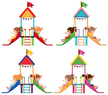 Outdoor playground slide for kids illustrationのイラスト素材