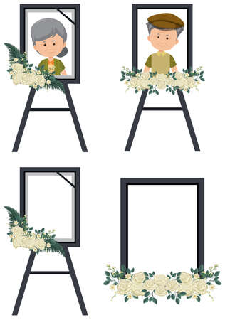 Portrait of deceased person set illustrationのイラスト素材