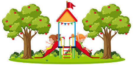Outdoor playground slide for kids illustrationのイラスト素材