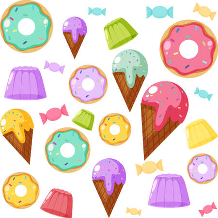 Sweet dessert seamless pattern illustrationのイラスト素材