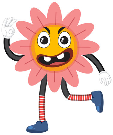 Flower with facial expression illustrationのイラスト素材