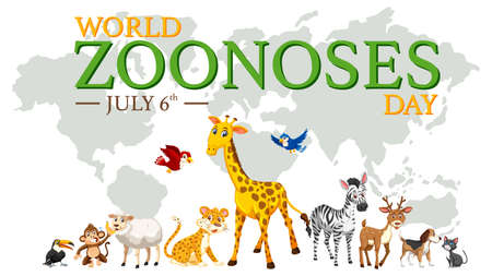 World zoonoses day poster design illustrationのイラスト素材