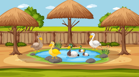 Animals at the zoo illustrationのイラスト素材