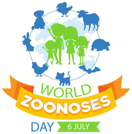 World zoonoses day banner design illustrationのイラスト素材