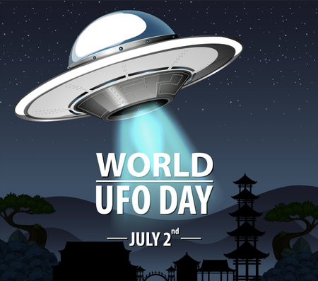 World UFO Day Poster Banner illustrationのイラスト素材