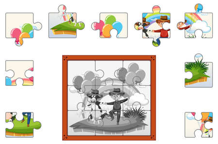 Medieval cartoon characters and objects illustrationのイラスト素材