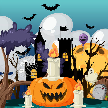 Happy Halloween Poster Template illustrationのイラスト素材