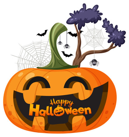 Happy Halloween Text Cartoon Concept illustrationのイラスト素材