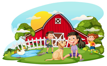 Set of cartoon character and objects illustrationのイラスト素材