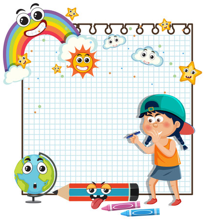 Happy children at school illustrationのイラスト素材