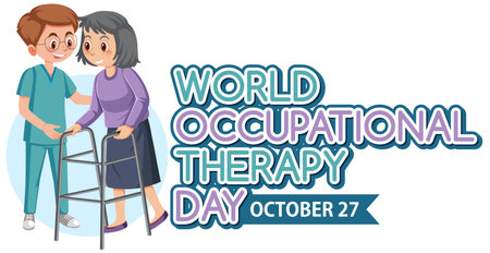 World occupational therapy day text banner design illustrationのイラスト素材