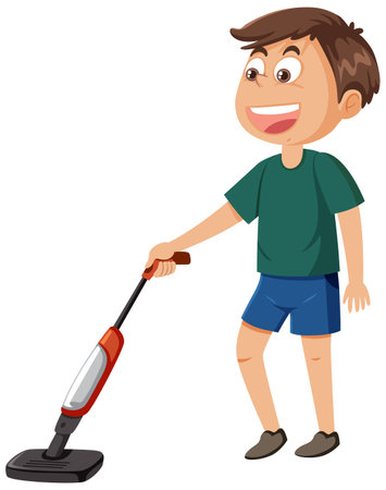 Cartoon character of kid cleaning illustrationのイラスト素材