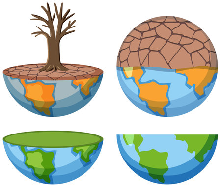 Drought stricken area on the globe from global warming illustrationのイラスト素材