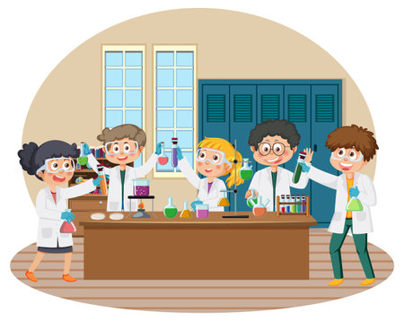 Leak proof bag science experiment illustrationのイラスト素材