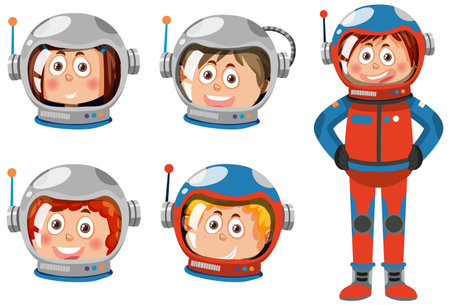 Kids studying astronomy with telescope illustrationのイラスト素材