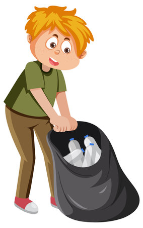 Cartoon children cleaning the house illustrationのイラスト素材