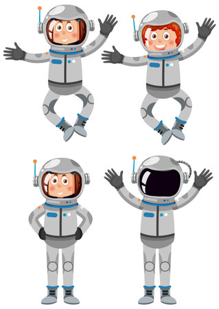 Astronaut cartoon character on white background illustrationのイラスト素材