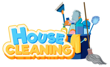 House Cleaning text banner illustrationのイラスト素材