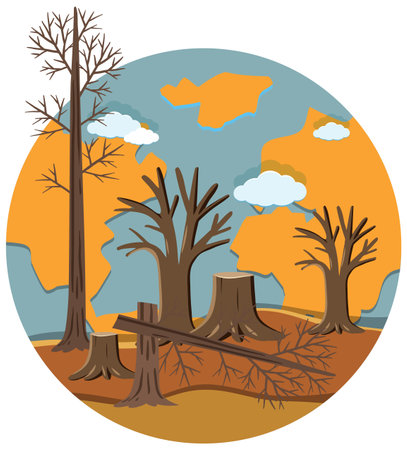 Bushfire on the globe isolated illustrationのイラスト素材