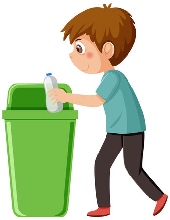 Cartoon character of kid cleaning illustrationのイラスト素材
