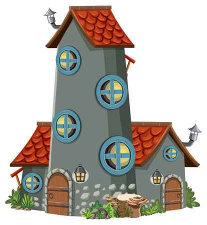 Fairytale tower in cartoon style illustrationのイラスト素材