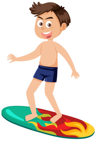 A man standing on surfboard illustrationのイラスト素材