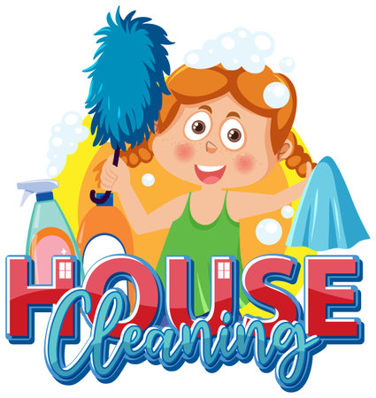 House Cleaning text for banner or poster design illustrationのイラスト素材