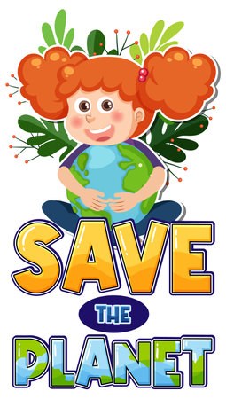 Save the planet text for banner or poster design illustrationのイラスト素材