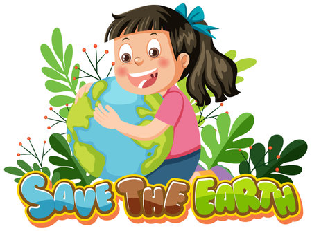 Save the earth text for banner or poster design illustrationのイラスト素材