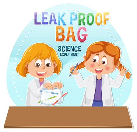 Leak proof bag science experiment illustrationのイラスト素材
