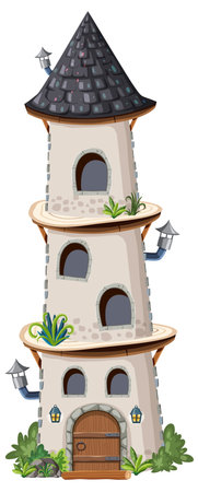 Fairytale tower on white background illustrationのイラスト素材