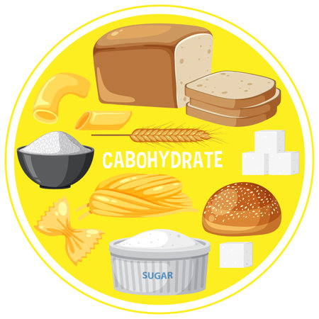 Variety of carbohydrates foods illustrationのイラスト素材