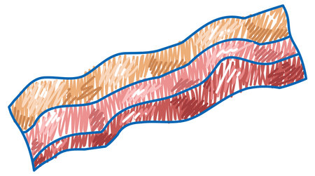Bacon pencil colour child scribble style illustrationのイラスト素材