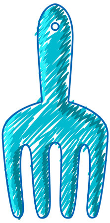 Garden fork in pencil colour sketch simple style illustrationのイラスト素材