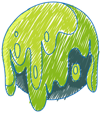 Planet pencil colour child scribble style illustrationのイラスト素材