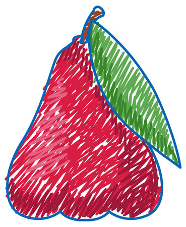 Rose apple pencil colour child scribble style illustrationのイラスト素材