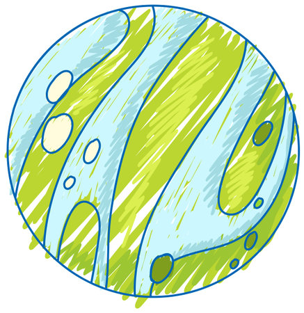 Earth pencil colour child scribble style illustrationのイラスト素材