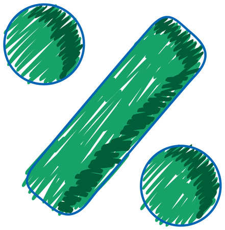 Math percent sign symbol in pencil colour sketch simple style illustrationのイラスト素材
