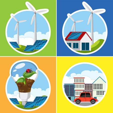 Alternative green energy vector concept illustrationのイラスト素材