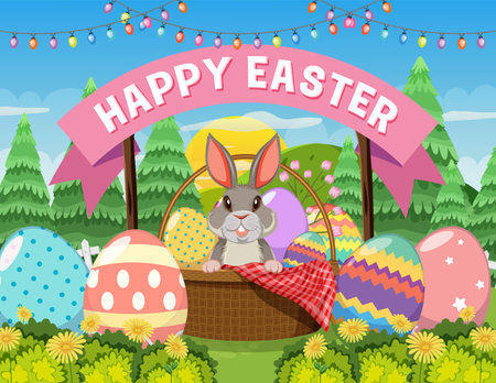 Happy Easter Greeting Banner Design illustrationのイラスト素材