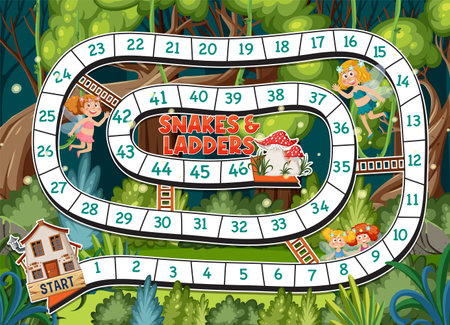 Simple board game for children enchanted forest background illustrationのイラスト素材