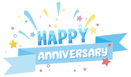 Happy Anniversary message for banner or poster design illustrationのイラスト素材