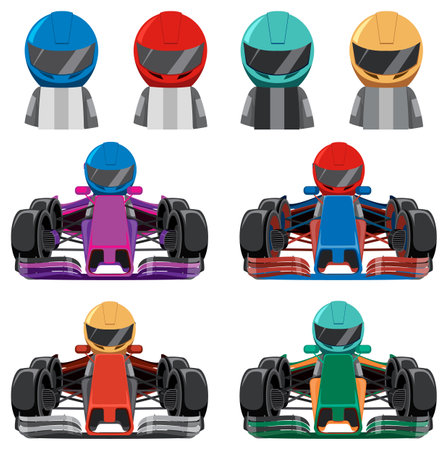 Set of race one car illustrationのイラスト素材