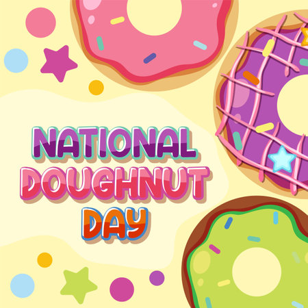 Happy doughnut day in June illustrationのイラスト素材